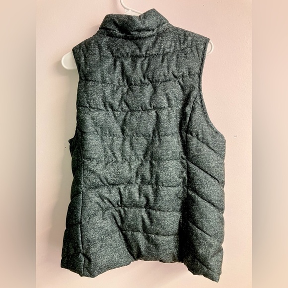 Green Tea Women’s Puffer Vest, L, Faux Fur Lining, Dk Green/White - Picture 5 of 7